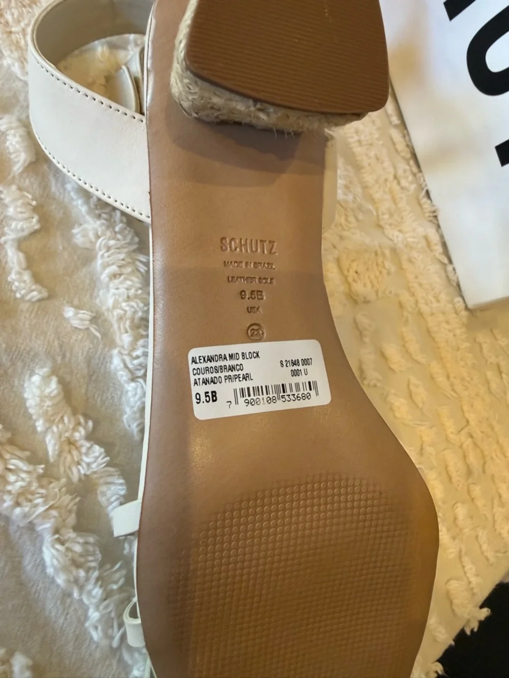 SCHUTZ Cream Strappy Ankle‑Wrap Sandals with Gold Buckle#610